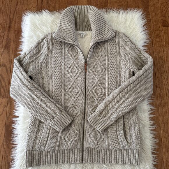 Women's Cable Knit Sweater - Gray - Picture 1 of 9